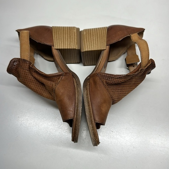 Miz Mooz Heeled Sandal Shoes Open Toe Adjustable Ankle Strap Leather Tan Brown 6 - Picture 7 of 11